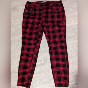 Red Plaid Pants Size 17 Super Skinny